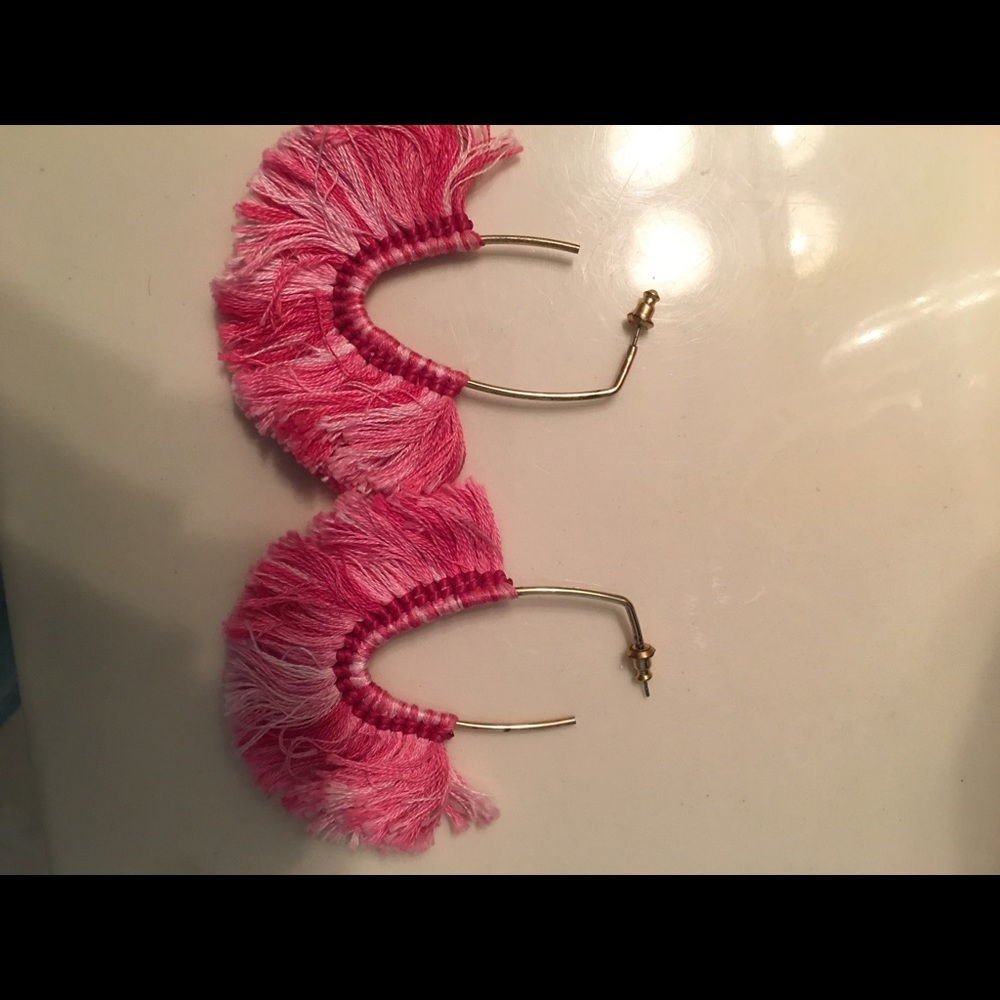 Hot pink fringe earrings